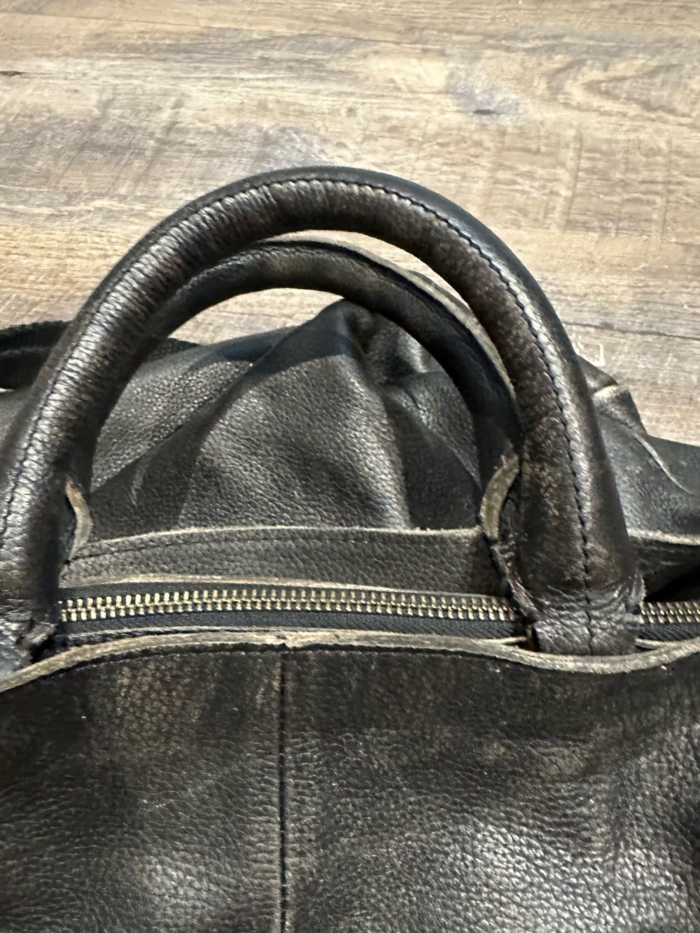 Free People Leslie Leather Tote in Distressed Black Overnight Bag - Picture 8 of 14